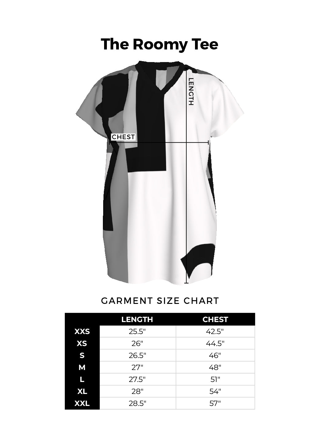 The Roomy Tee | Black White Graphic
